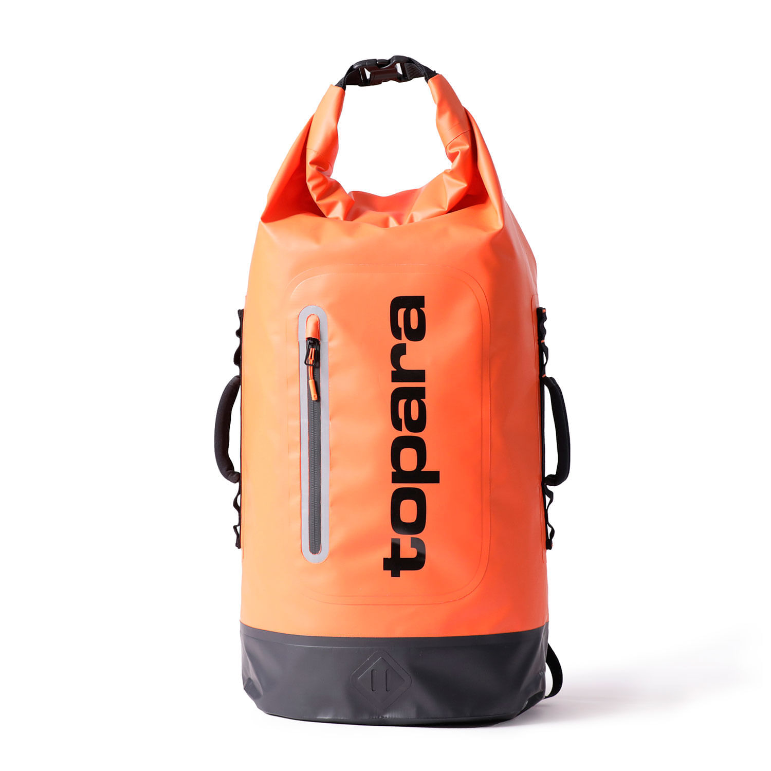 Bolsa Dry Pack naranja impermeable con logo frontal.