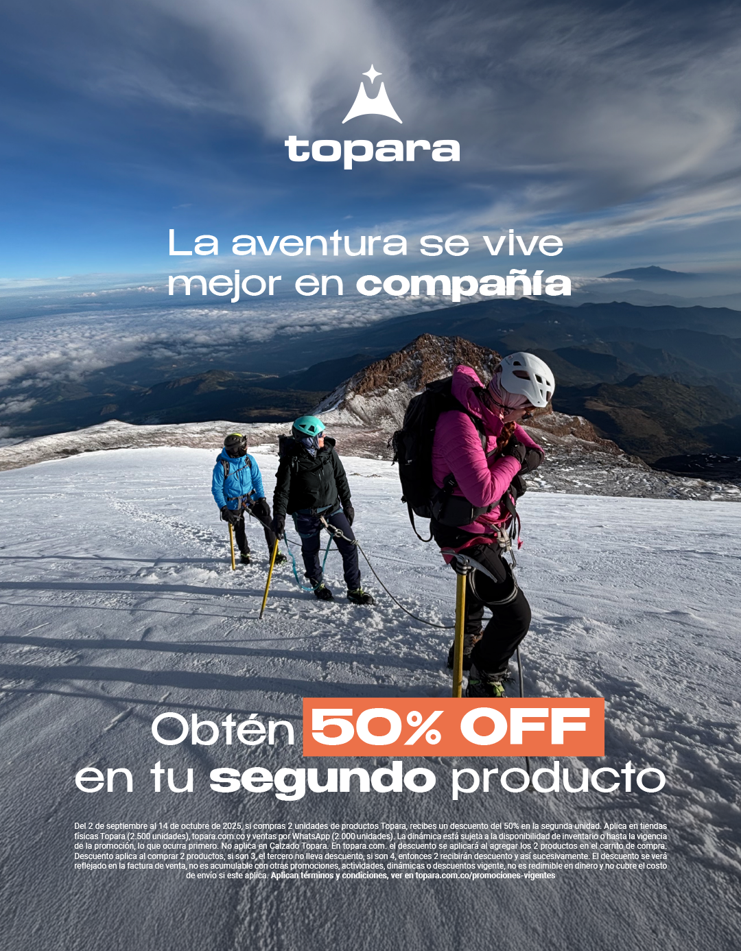 Segunda unidad con el 50% de descuento en productos Topara